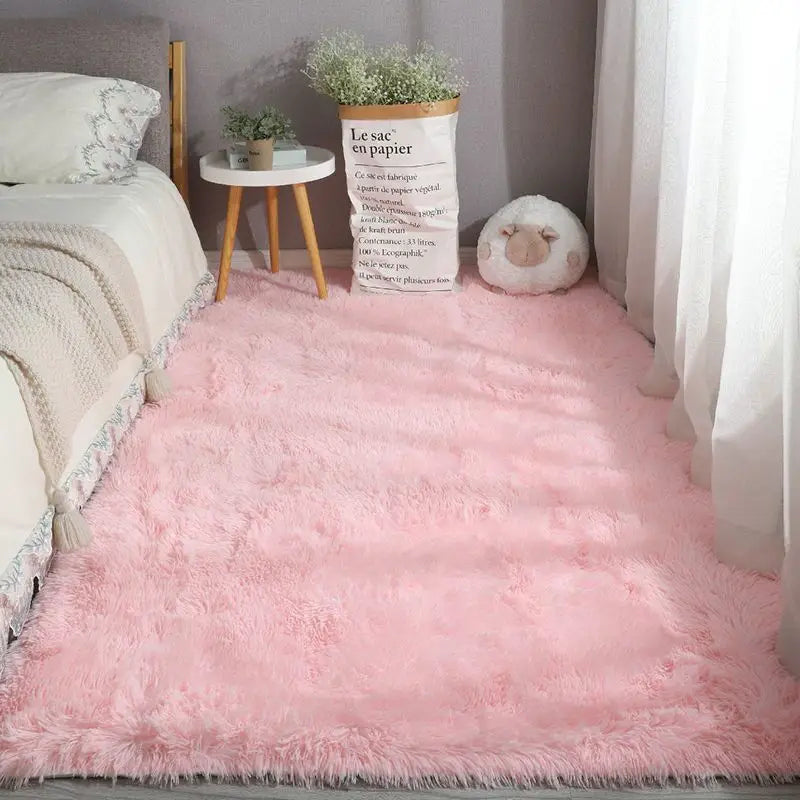Pink Bedroom Carpet For Children's Room Cute Girls Floor Soft Mat Living Room Decoration White Fluffy Large Kids Bedside Rugs