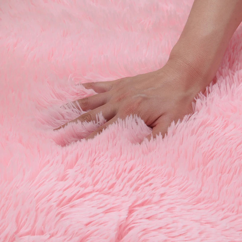 Pink Bedroom Carpet For Children's Room Cute Girls Floor Soft Mat Living Room Decoration White Fluffy Large Kids Bedside Rugs