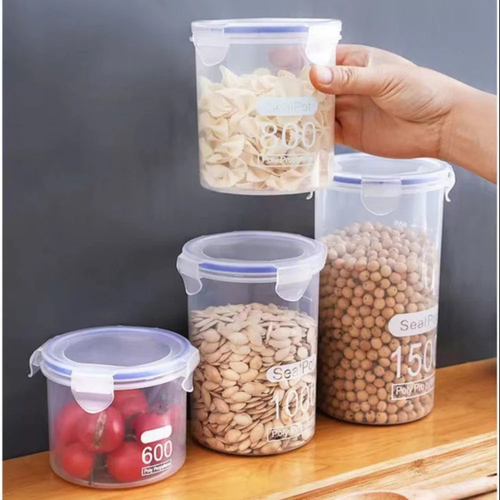 Sealed Kitchen Food Storage Canisters Transparent Large Capacity Grain Fresh Preservation Box with Scale Plastic