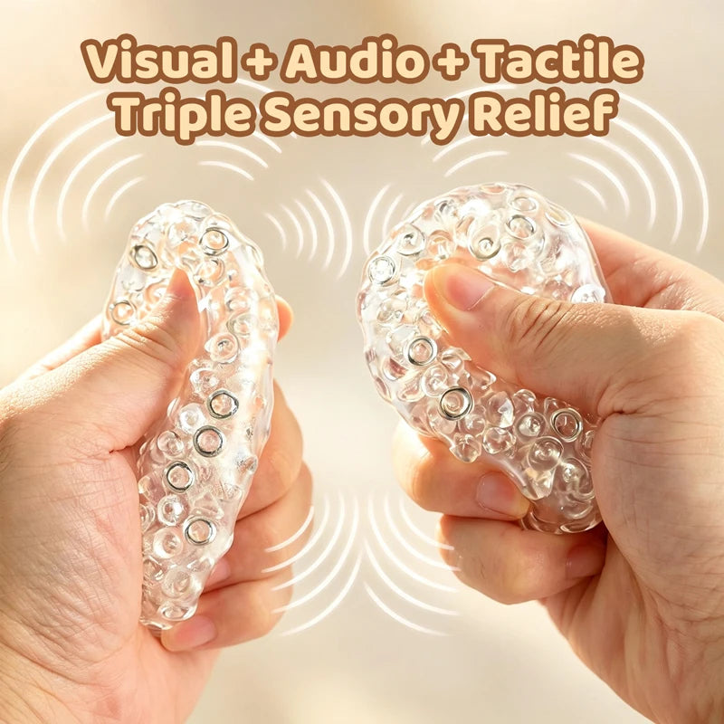 ASMR Crunch Squishy Ball Clear Ice Bead Squeeze Fidget Toy Super Soft Mochi Sensory Stress Relief Squeezing Ball Anti‑Stress Toy