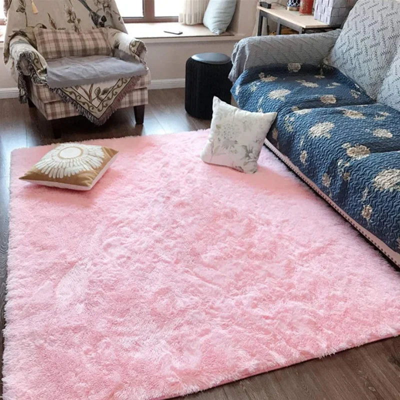 Pink Bedroom Carpet For Children's Room Cute Girls Floor Soft Mat Living Room Decoration White Fluffy Large Kids Bedside Rugs