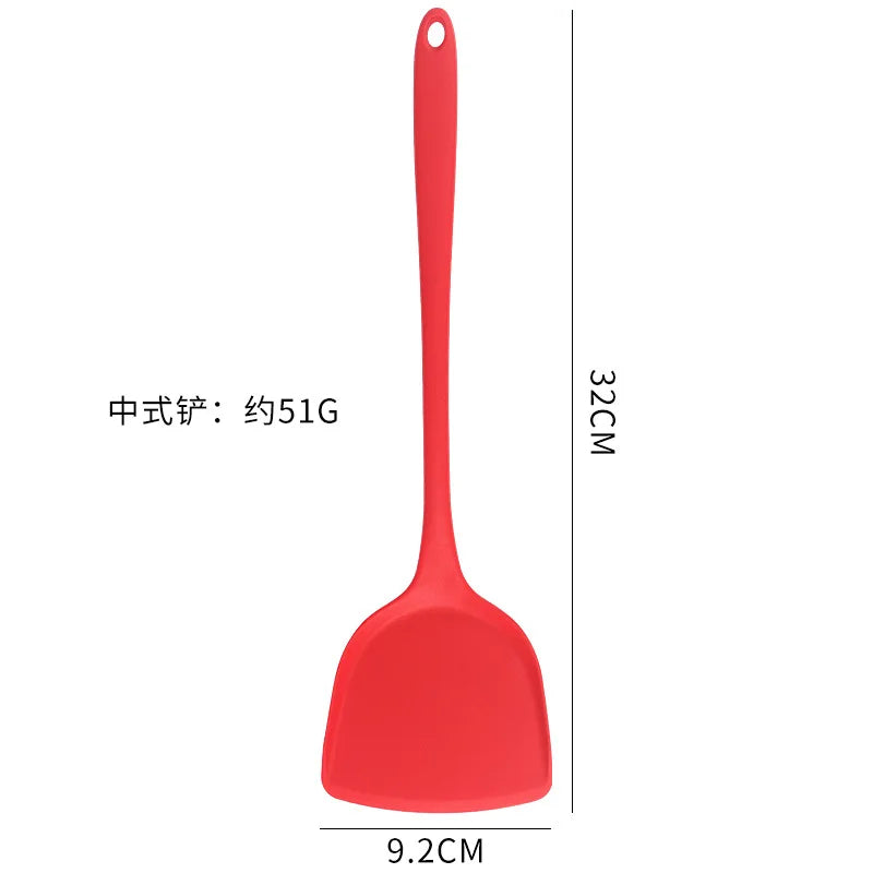8ps Household black Silicone kitchenware 8-piece set of Chinese spaghetti spoon salad spaghetti spaghetti spaghetti，Rice spoon，
